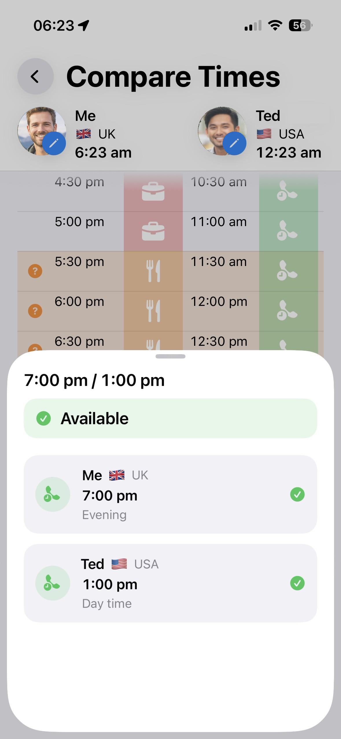 Compare screen screenshot